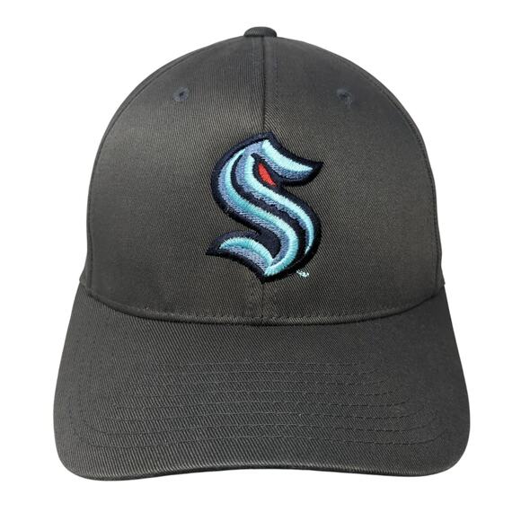 Seattle Kraken Fitted Baseball Cap Gray One Size Lightweight Embroidered Flexfit - Picture 1 of 7
